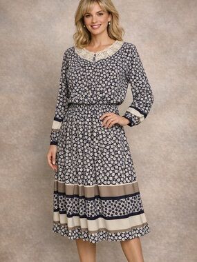 Vintage 1980s Lady Carol Secretary Blouson Dress Size 14